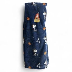 Peanuts Pumpkin Throw Blanket Snoopy 60x70 Navy Blue NWT Halloween Ghost